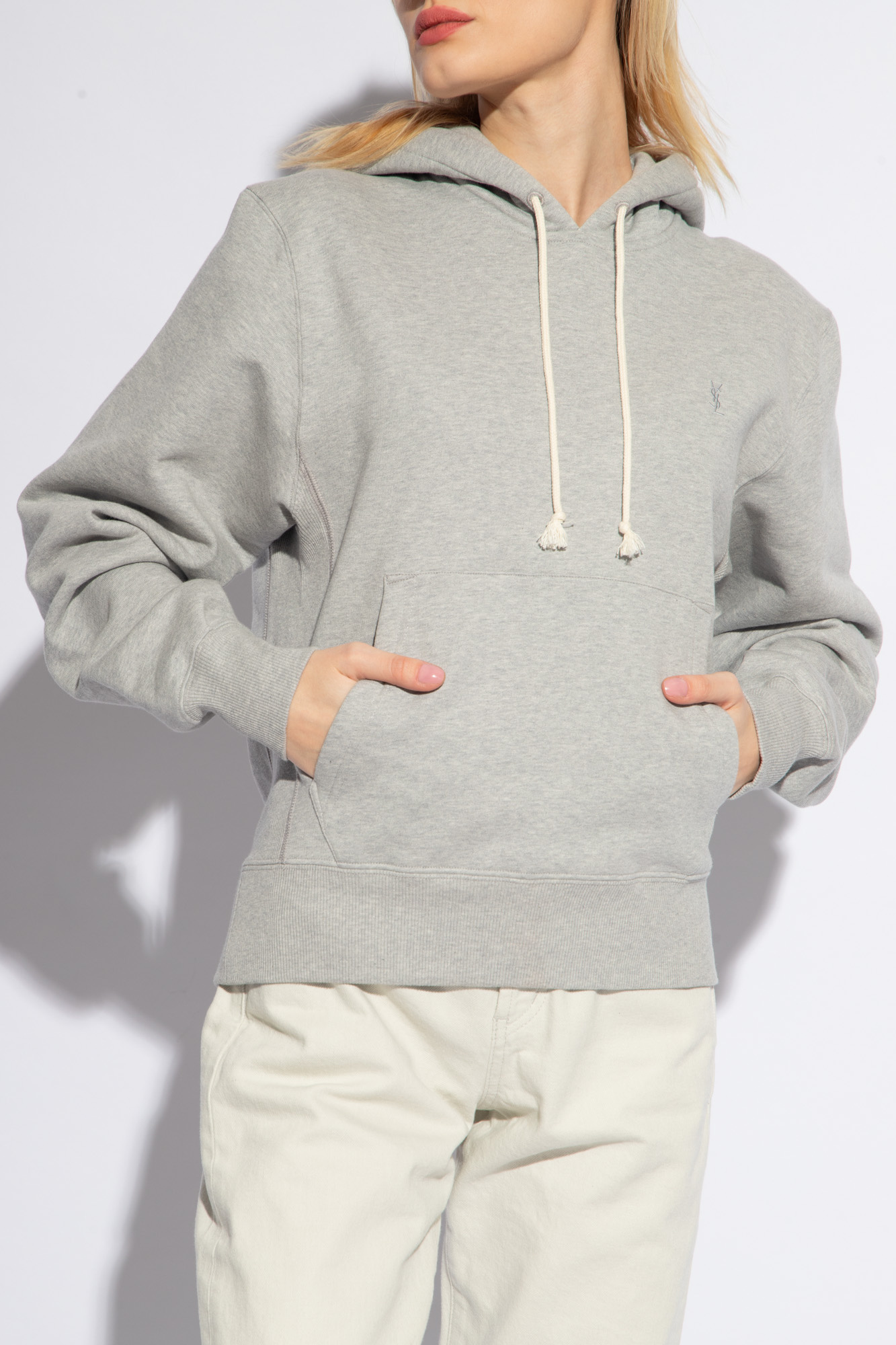 Grey Hoodie with logo Saint Laurent Vitkac Australia